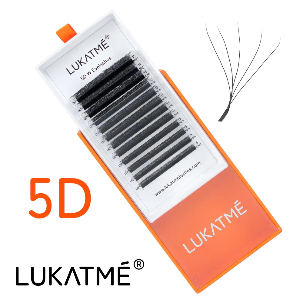 LUKATME 5D W Eyelash Extensions C/D Curl 8-15mm W Shaped 5D Fans False Lashes Mega Volume 5D Eyelash for Makeup