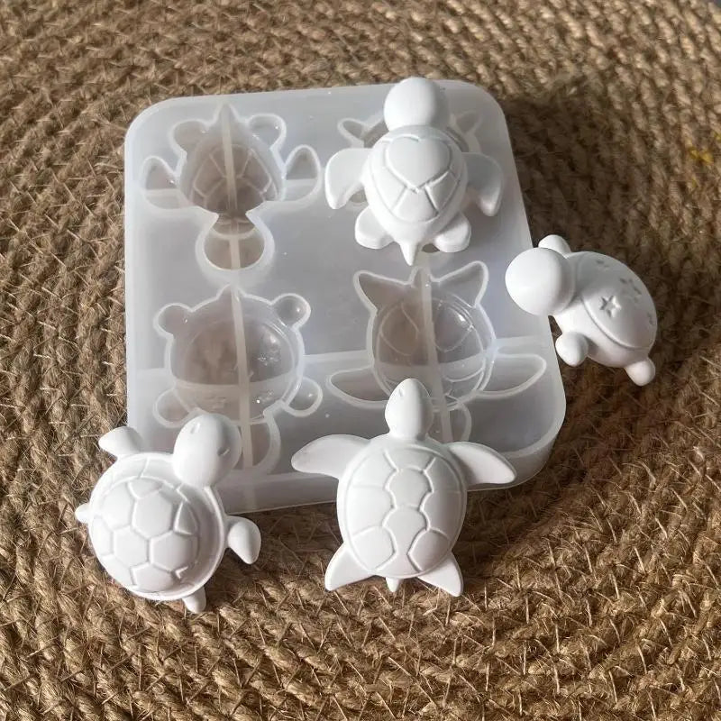 Four Turtles Plaster Silicone Molds DIY Heart Star Texture Shell Ornaments Epoxy Resin Mould Scented Animal Candle Soap Mold
