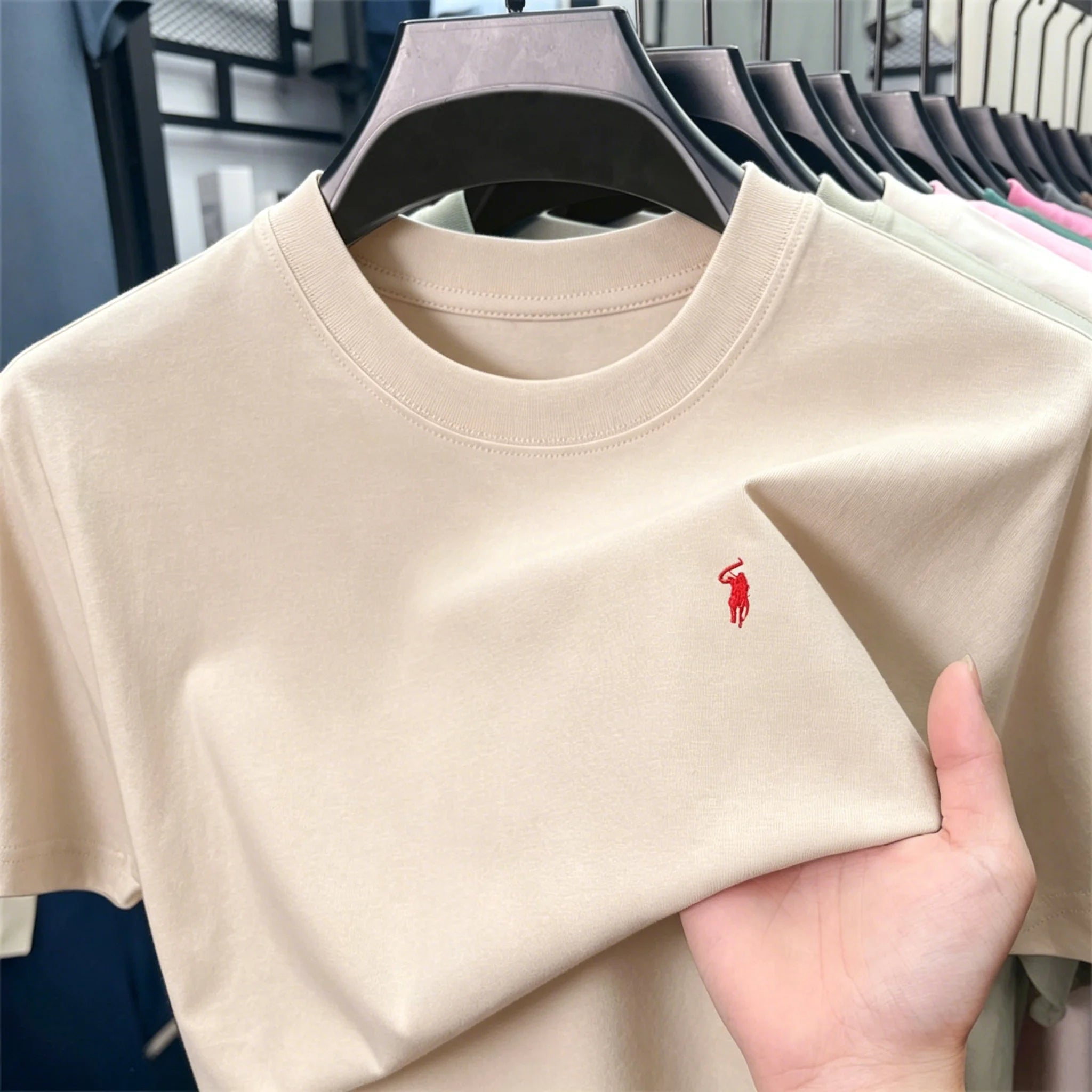 100_ cotton men's short sleeve T-shirt fashion brand Paul Pony embroidery summer new high-end comfortable casual round neck top