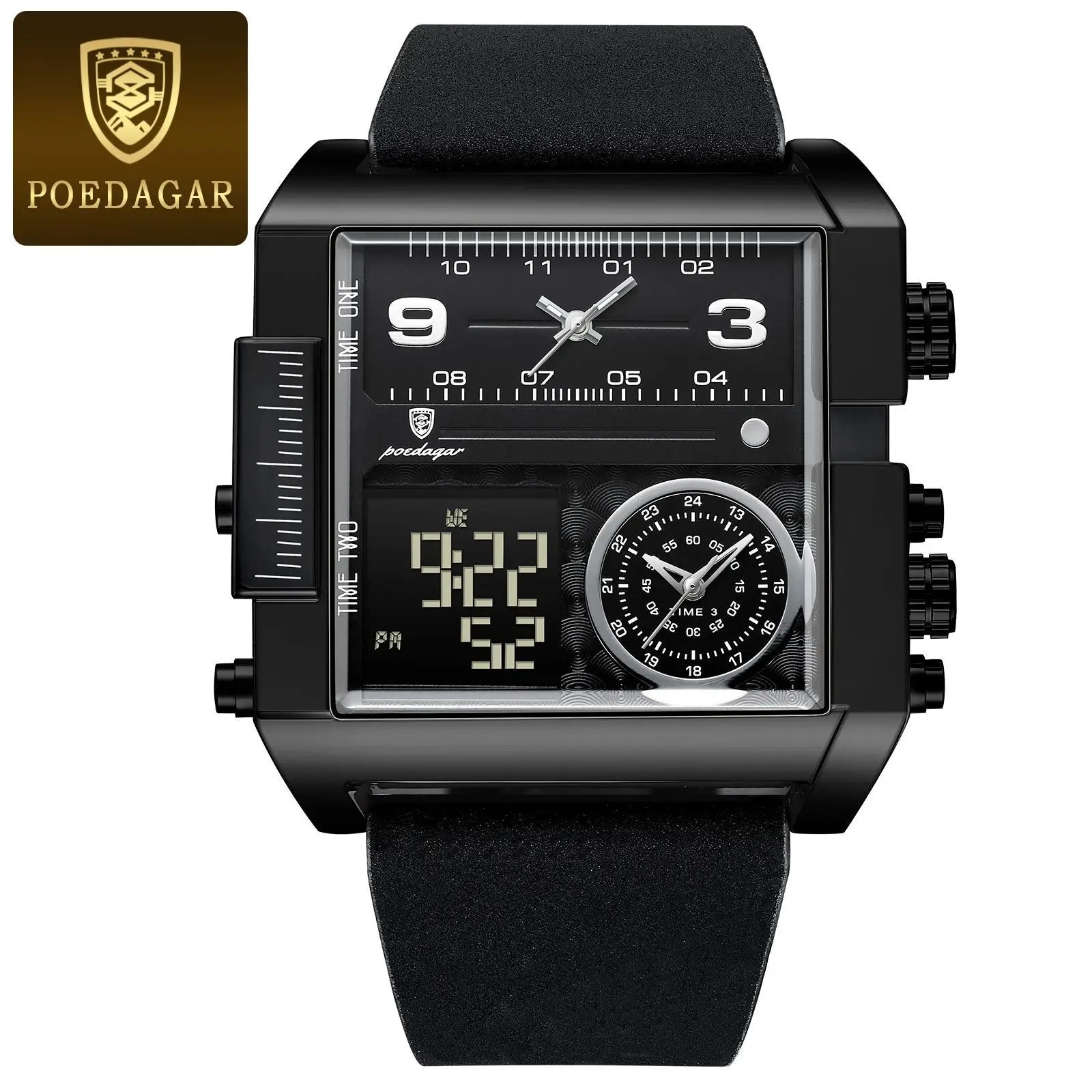 Luxury Man Wristwatch Rectangle Waterproof Luminous Day Week Men Watch Digital Multifunction Men's Watches Quartz Reloj