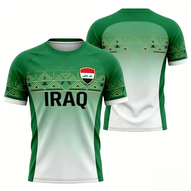 Iraqi National Team s Summer 3D Printed style Football Jerseys and T shirts Are Loose Comfortable Suitable for Daily Wear