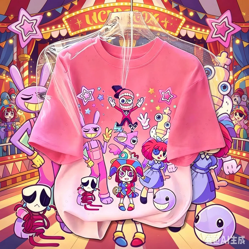 2026 Anime Short-Sleeve T-Shirt Magical Digital Circus T-Shirt Summer Fashion Unisex Crew Neck Top Lightweight and Breathable