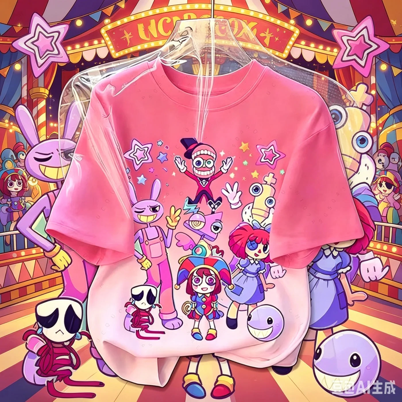2026 Anime Short-Sleeve T-Shirt Magical Digital Circus T-Shirt Summer Fashion Unisex Crew Neck Top Lightweight and Breathable