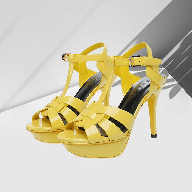 2024 New 10cm High Heel Sexy Fashion Fish Mouth Waterproof Platform Spring/Summer Fine Heel Sandals Steel Pole Dance Striptease