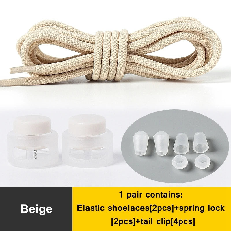 1 Pair Lazy Laces Elastic For Sneakers Snap Lock Shoelaces Without Ties Suitable For Children And Adults Round Shoelace Artifact