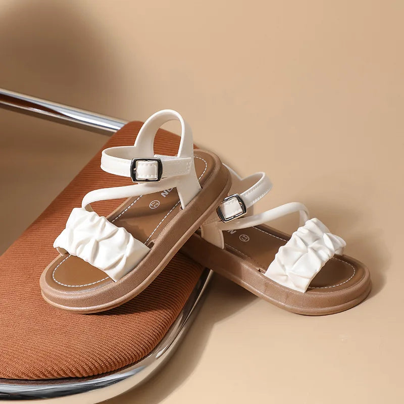 New Children's Sandals Summer Bowknot Girls Princess Causal Shoes Fashion Kids Soft Bottom Beach Flat Sandals Open-toe Versatile