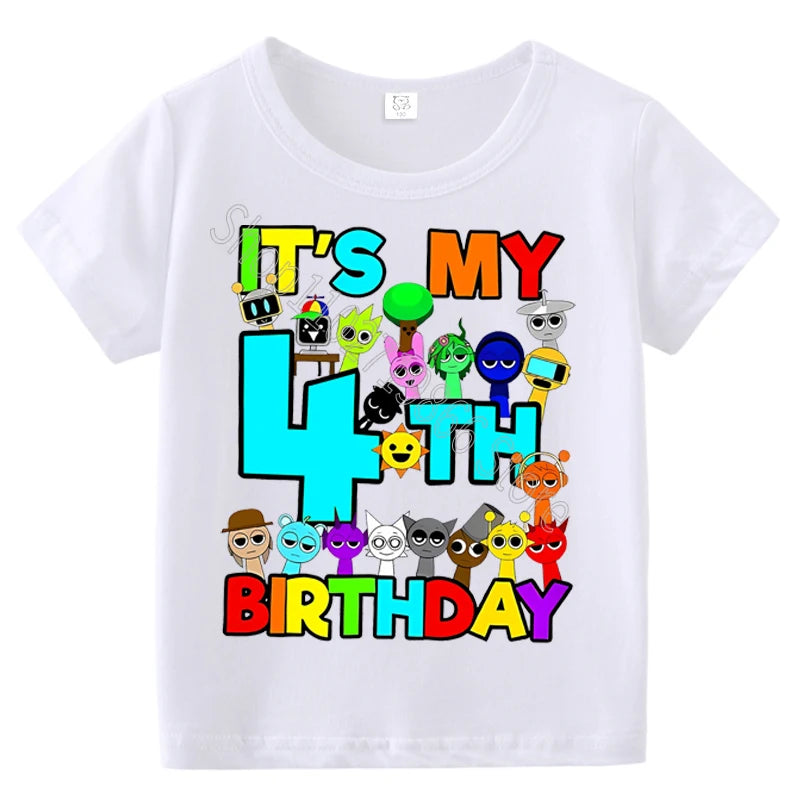 Summer Short Sleeves Sprunki Incredibox Print Children T-shirts Kids Clothes Boys Girls Cotton Tees Tops Birthday Party Gifts