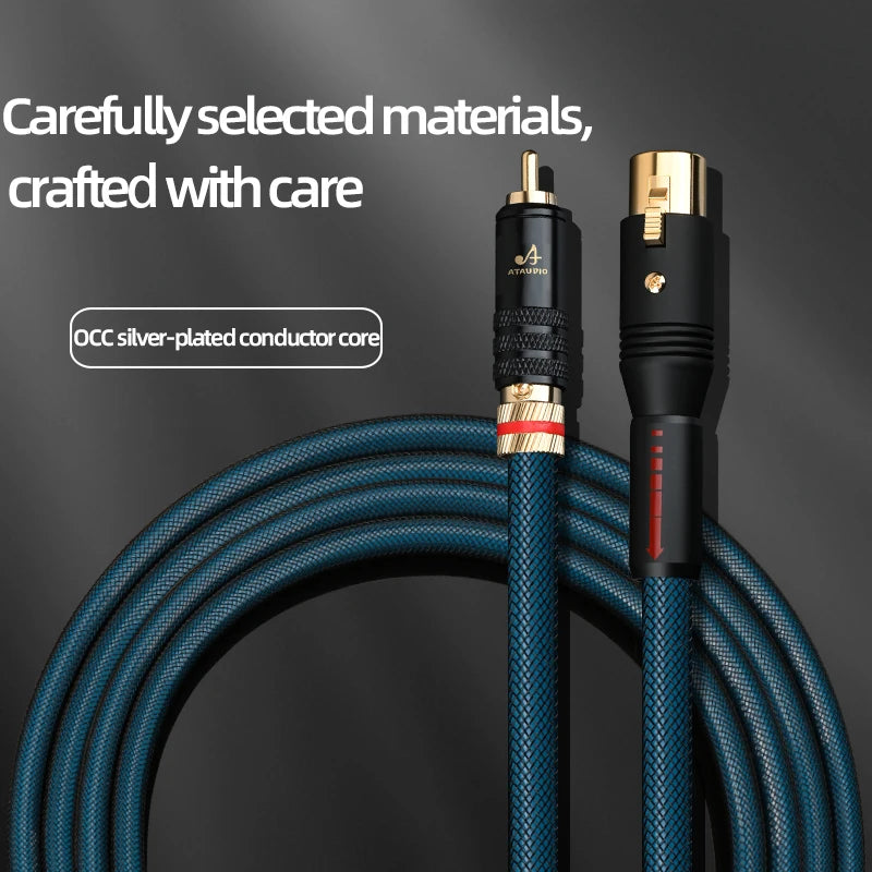 ATAUDIO HiFi 2RCA to 2XLR Audio Cable High Grade OCC Silver Plated 2RCA Male to 2XLR Balanced Male/Female Cable for Speaker