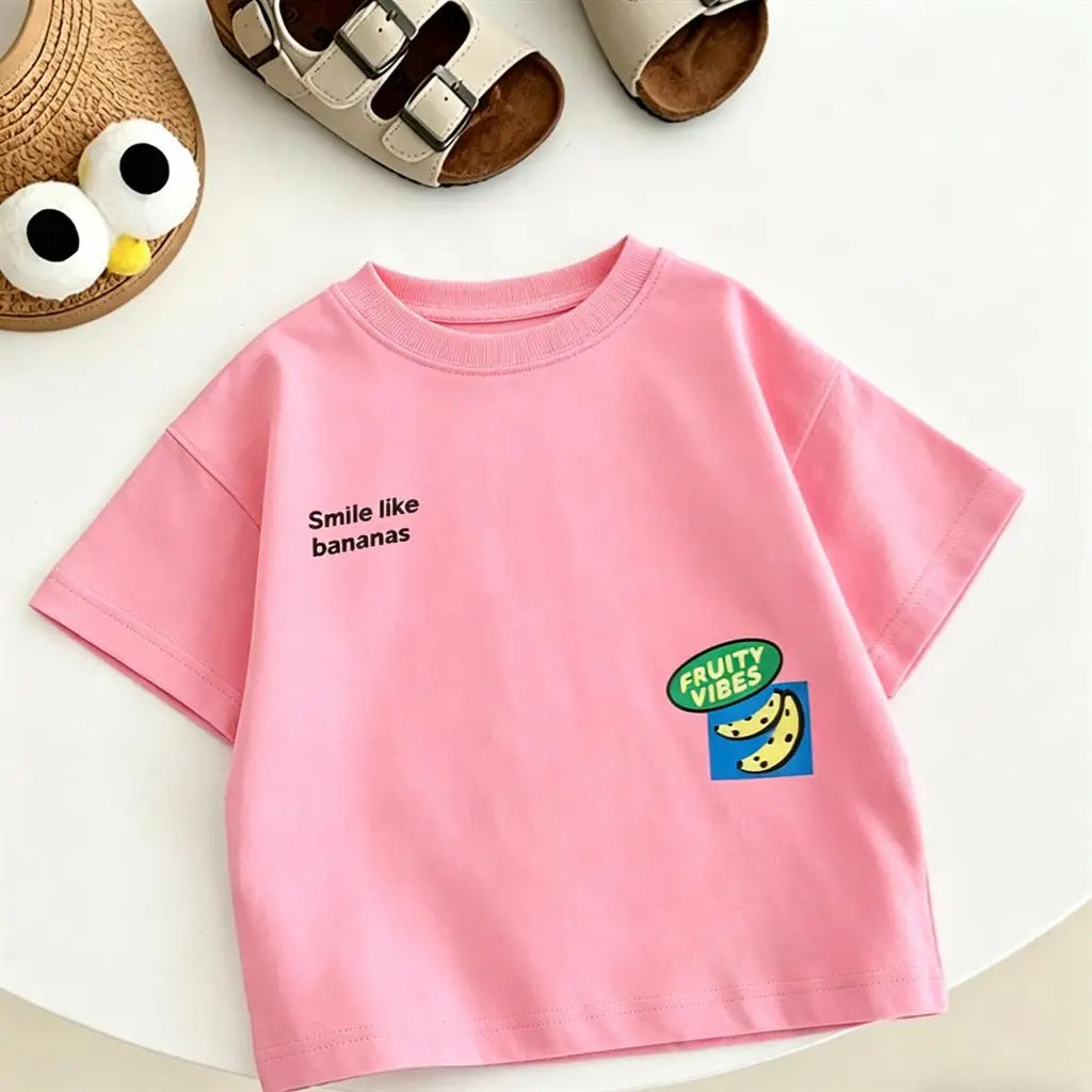 Summer Clothes Cartoon Printed TShirt Short-sleeved Tops Simple All-match Base Shirt Girls Boys Lovely Funny Clothing Printed T