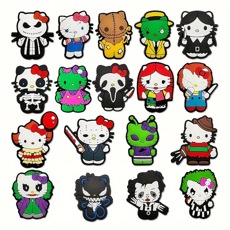 MESUCA 18pcs Halloween Cat Shoe Decorations Accessories Charms For Clogs Bogg Bag Bubble Slides Sandals