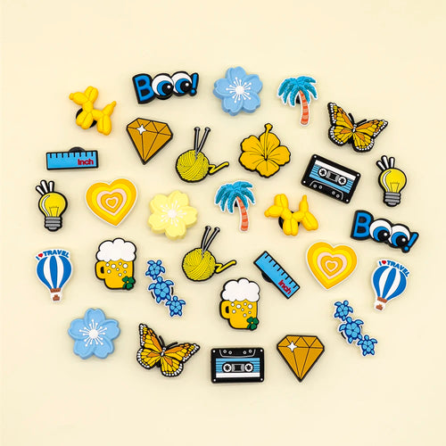 1/16pcs Cute Dog Butterfly Shoe Accessories for Women Girls Yellow Diamond Heart Shoe Charms Cherry Blossom Palm Pin Clog