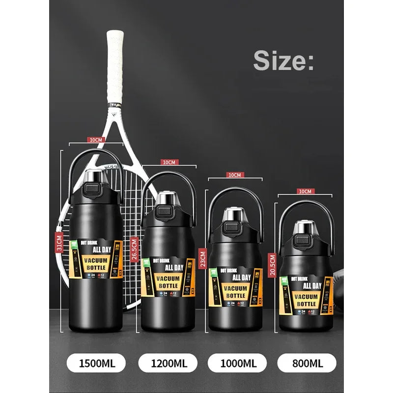 Outdoor Thermos Portable 304 Stainless Steel Thermal Mug, Vacuum Flask Cold & Hot Sports Water Bottle with Straw