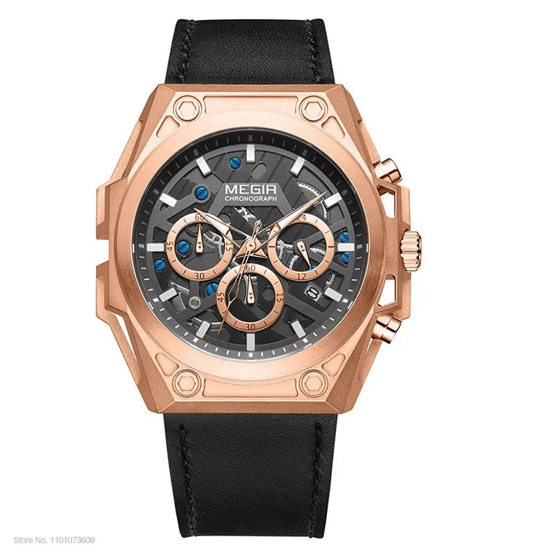 MEGIR Blue Watch Men Stainless Steel Dress Wrist Watch Man Waterproof Chronograph Quartz Watches Relogio Masculino часы мужские
