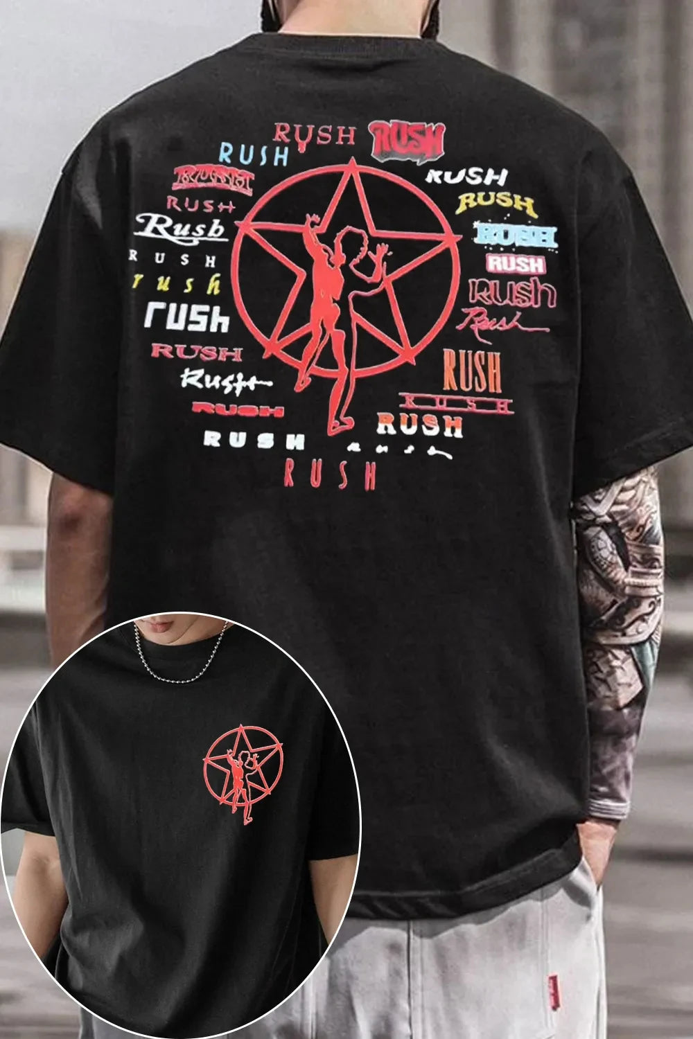 2026 Rush  Band TShirt Mens Womens Cotton Tees Summer Casual Short Sleeve Round Neck Clothing Loose Top Trend Unisex Tee