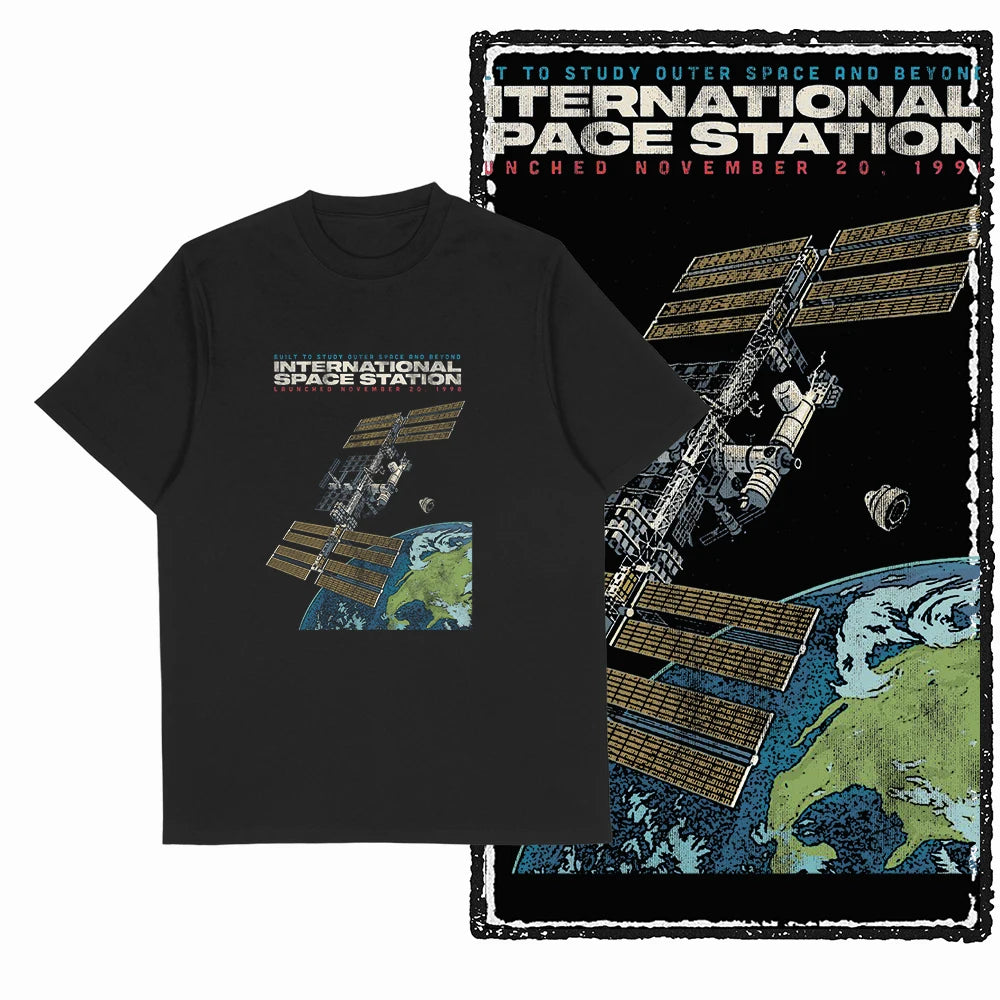 Coolmind SA 100% Cotton astronaut Graphic T shirt fo men Cool Moon print Big Size men tshirt BLACK men's novelty tee shirt