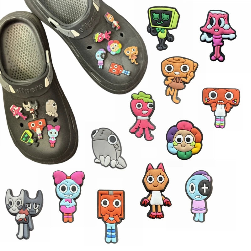 12pcs Dandys World Game series Shoe Charm PVC Decorations Assorted Style Detachable Waterproof Suitable summer For Gift ideal
