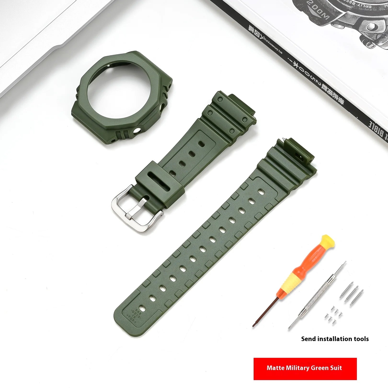 Case + Strap for Casio G-SHOCK GA-2100 GA-2110 Transparent Rubber Resin Watch Band Modified Quick Release Wrist Bracelet Shell
