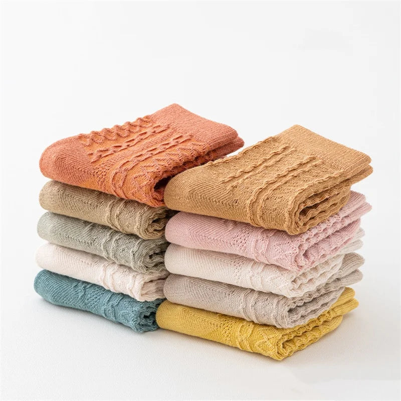3Pairs/lot Kids Socks For Girls Boys Spring Summer Thin Soild Socks For Newborn Children's Cotton Mesh Non-slip Floor Sock 0-5Y