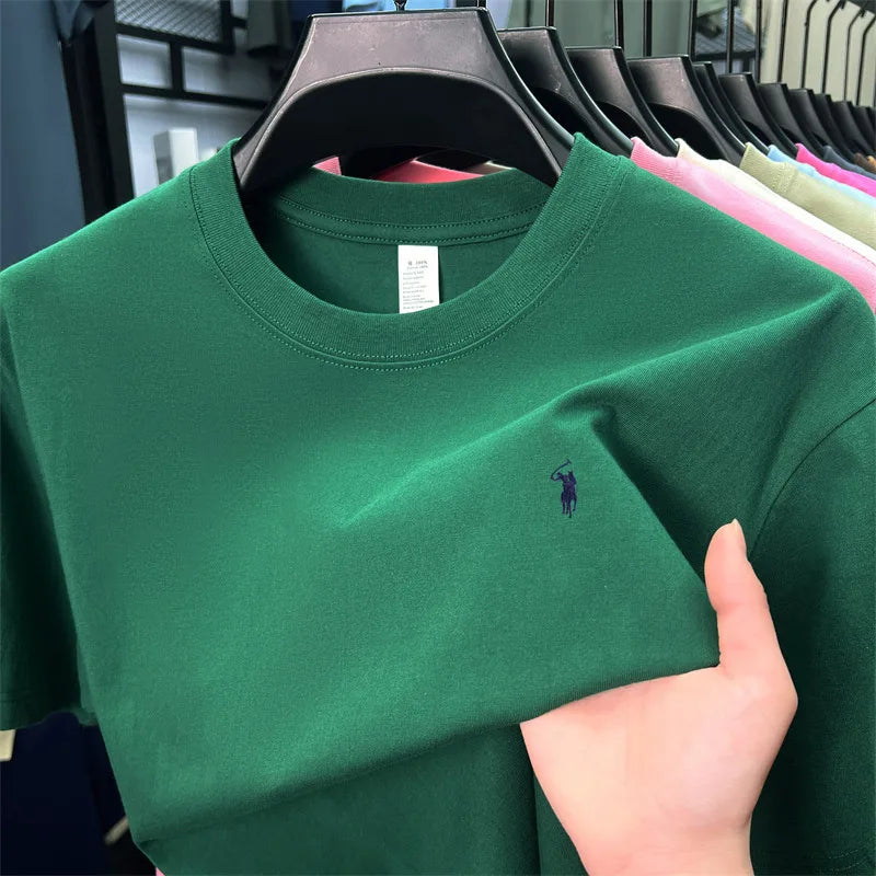 100_ cotton men's short sleeve T-shirt fashion brand Paul Pony embroidery summer new high-end comfortable casual round neck top