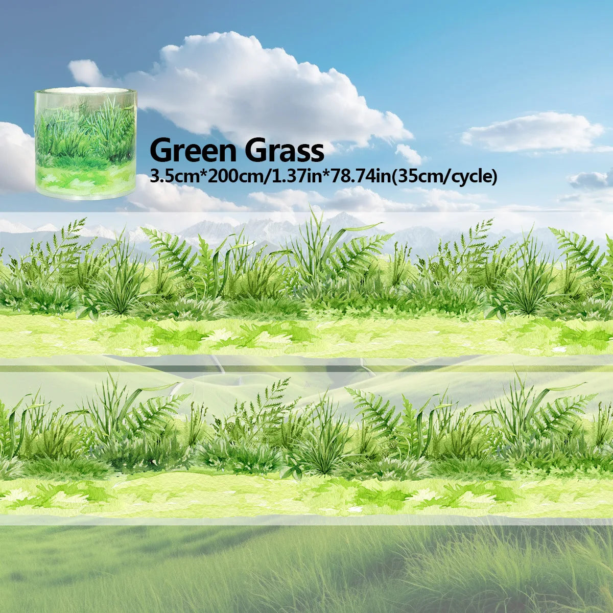3.5*200cm PET Grass Plant Landscaping Tapes Stickers Scrapbooking Hand Account Adhesive Hand Made Diy Junk Journal Craft Supplie
