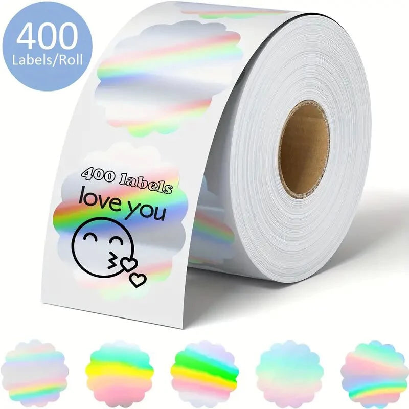 400pcs silver thermal label stickers, 2-inch laser printable thermal printer sticker labels self-adhesive name price labels