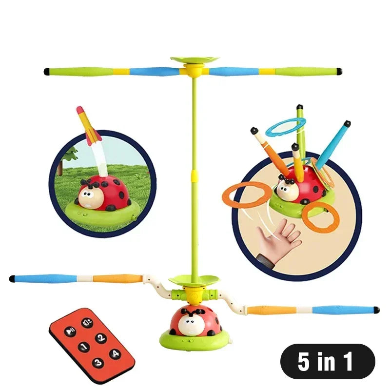 Kids Sports Toy 5/3/2 In1 Skipping Rope Toss Rings Game Stomping Launch Launcher Jumping Indoor Outdoor Sensory Training
