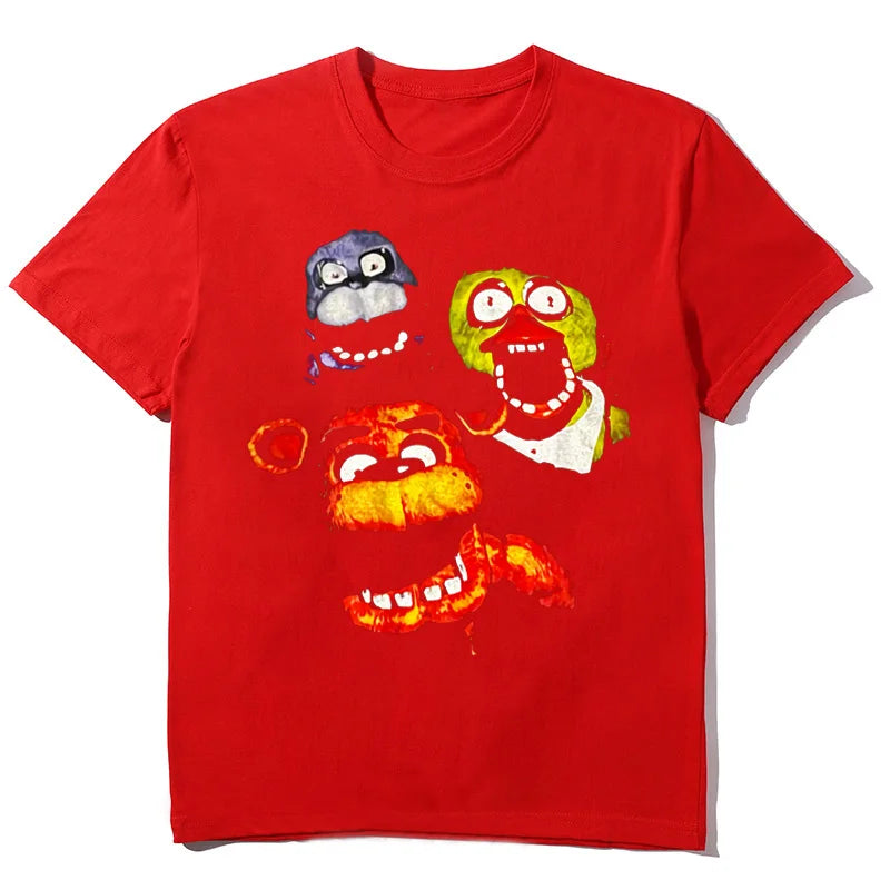 2000s High street Punk Solid Tshirt aesthetics Cotton Round Neck Washed Shirt Hip Hop Streetwear Cartoon pattern Retro Goth Tops