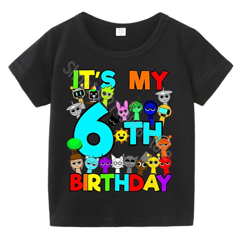 Summer Short Sleeves Sprunki Incredibox Print Children T-shirts Kids Clothes Boys Girls Cotton Tees Tops Birthday Party Gifts