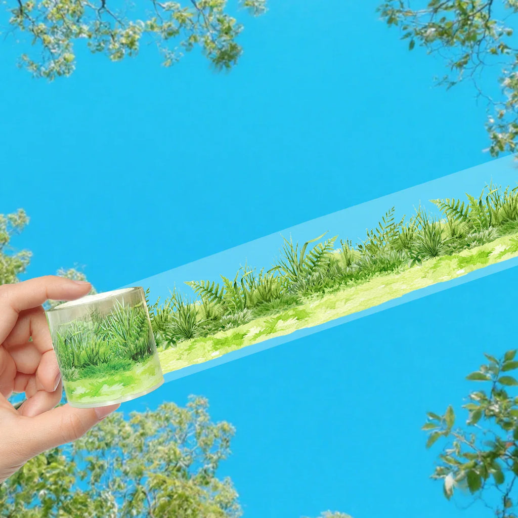 3.5*200cm PET Grass Plant Landscaping Tapes Stickers Scrapbooking Hand Account Adhesive Hand Made Diy Junk Journal Craft Supplie