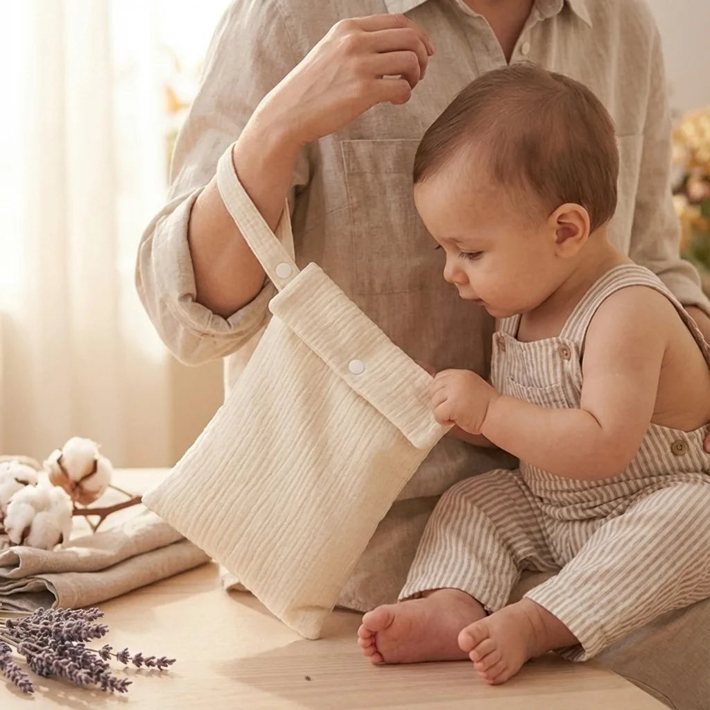 Baby Diaper Bag Muslin Cotton Gauze Wet Bag Portable Travel Hanging Organizer Pouch Infant Toddler Mommy Cosmetic Bag Best