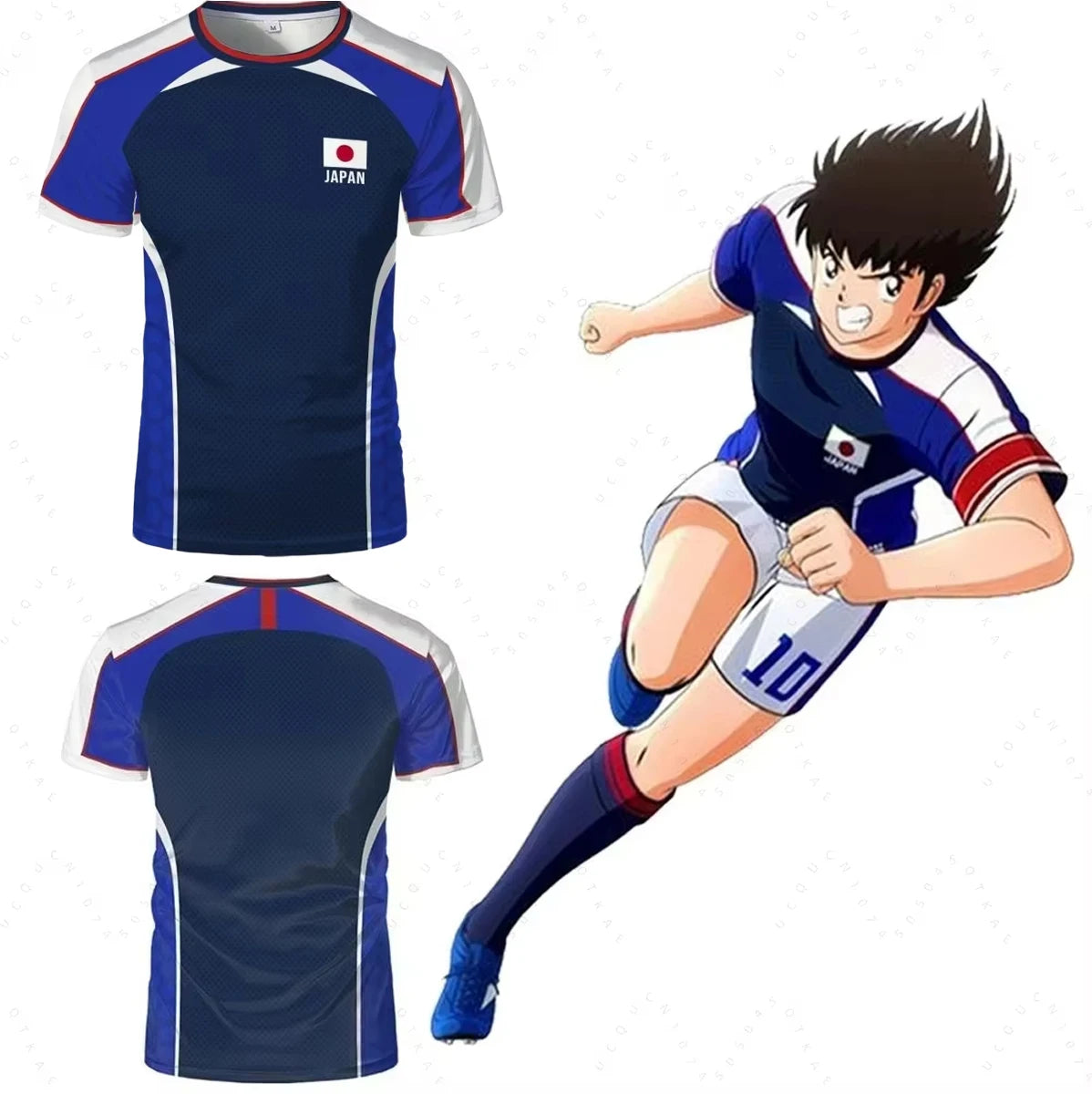 Piece Outfit Children Tracksuit Captain Tsubasa Football No.10 Print T Shirts Can Choose T-Shirts Or Shorts Kids Adult Clothes