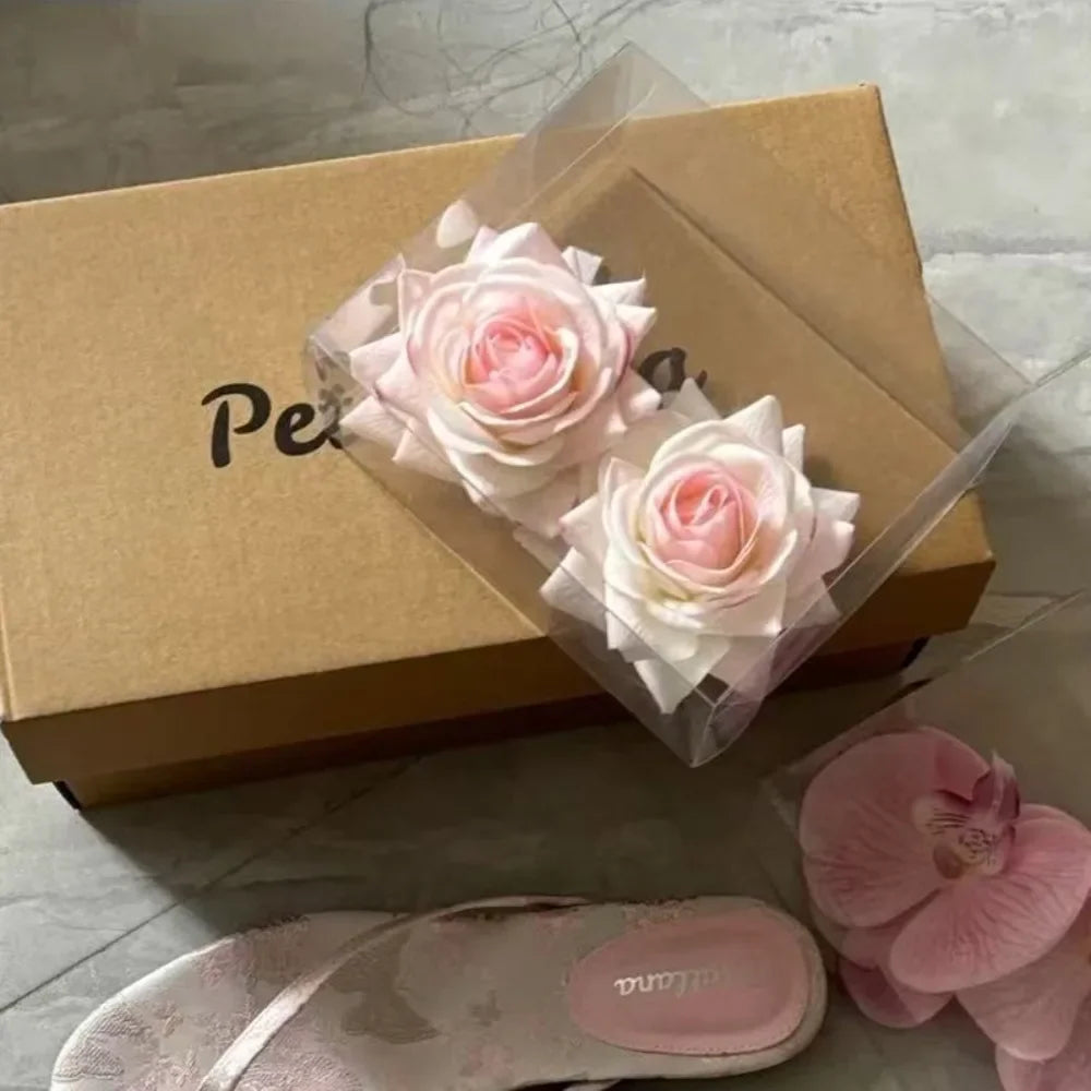 1 Pair Simulation Coloful Thai Fairy Butterfly Flower Shoe Buckles Personalized Design Butterfly Orchid Simulation Buckles Decor