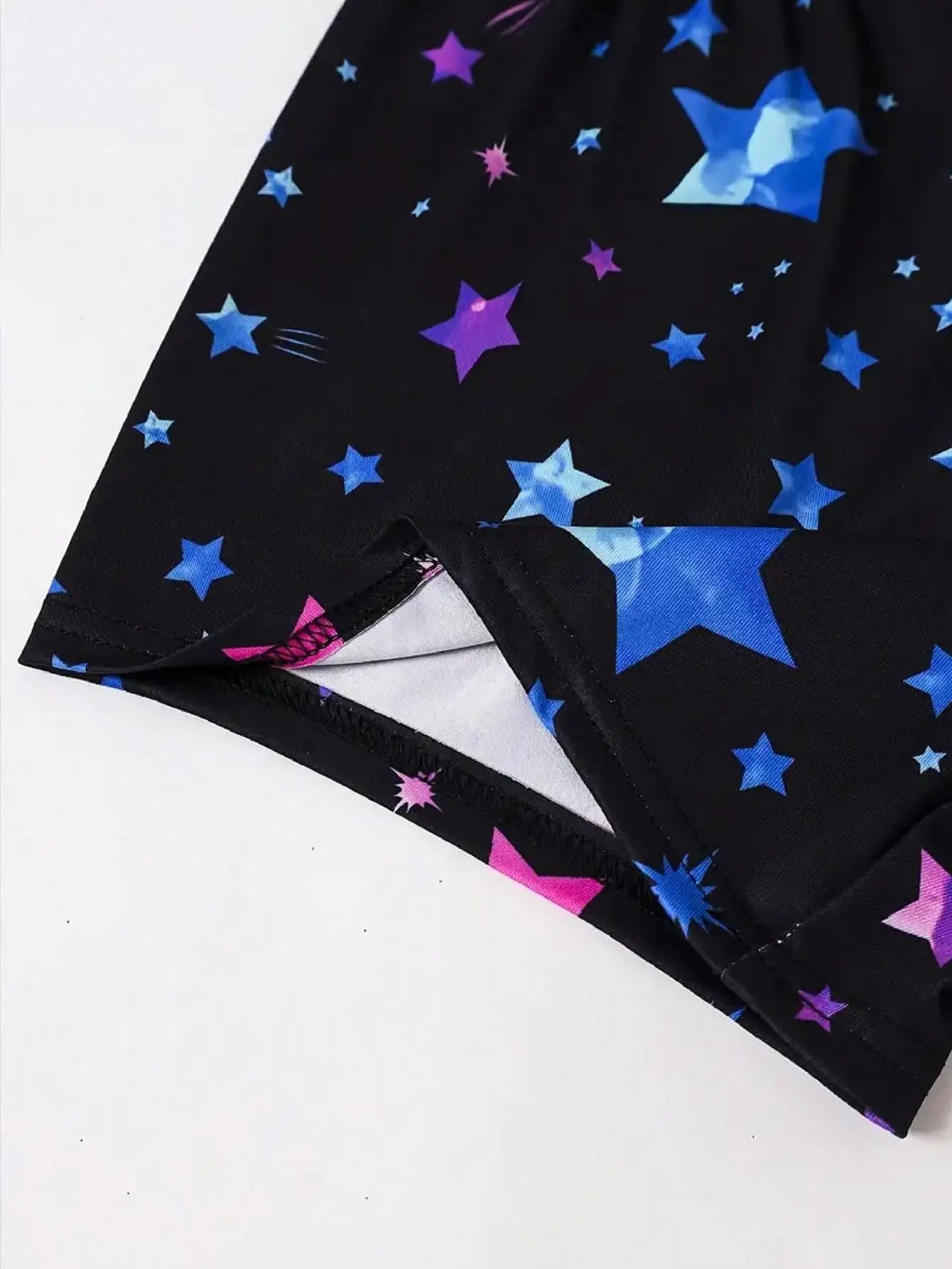 2026 Girls' Summer Home Leisure Two Piece Set, Pony Star Printed Round Neck Short Sleeve Top+Star Printed Wide Leg Shorts Set