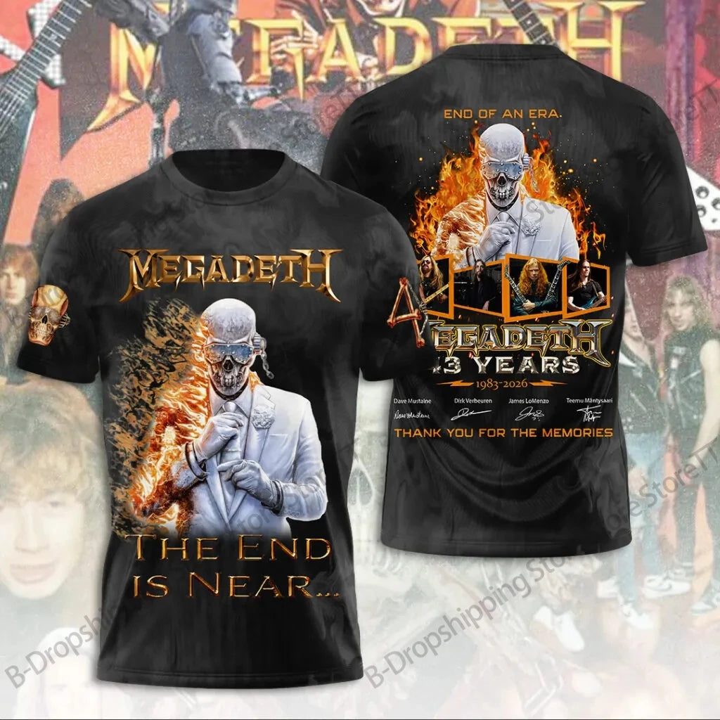 Mens T Shirt Rock Megadeth Band 3D Print T-shirt Men Fashion Short Sleeve Tops Tees Kids Clothing Punk Hip Hop Harajuku Tops