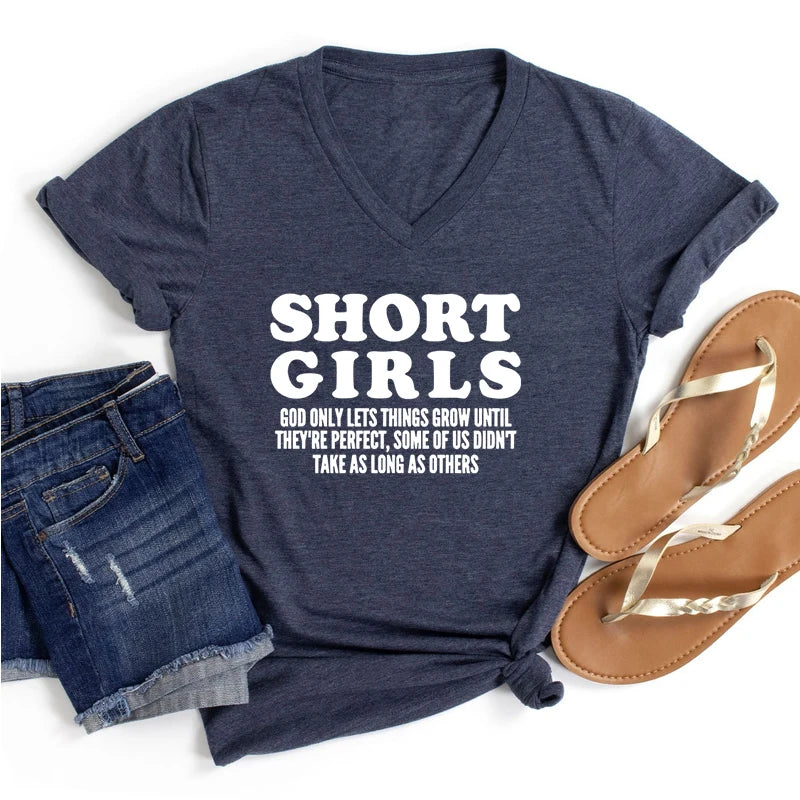 Women Humorous Quote Fashion Shirt Short Girls Print Graphics Girl Funny Short Sleeve Tee Harajuku Letter Casual V-neck Tshirt