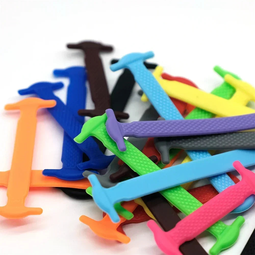 New 16Pcs Elastic Shoe Laces All Sneakers Silicone Stretch Shoelaces Unisex Fashion No Tie Shoelace Rubber Band Shoelaces