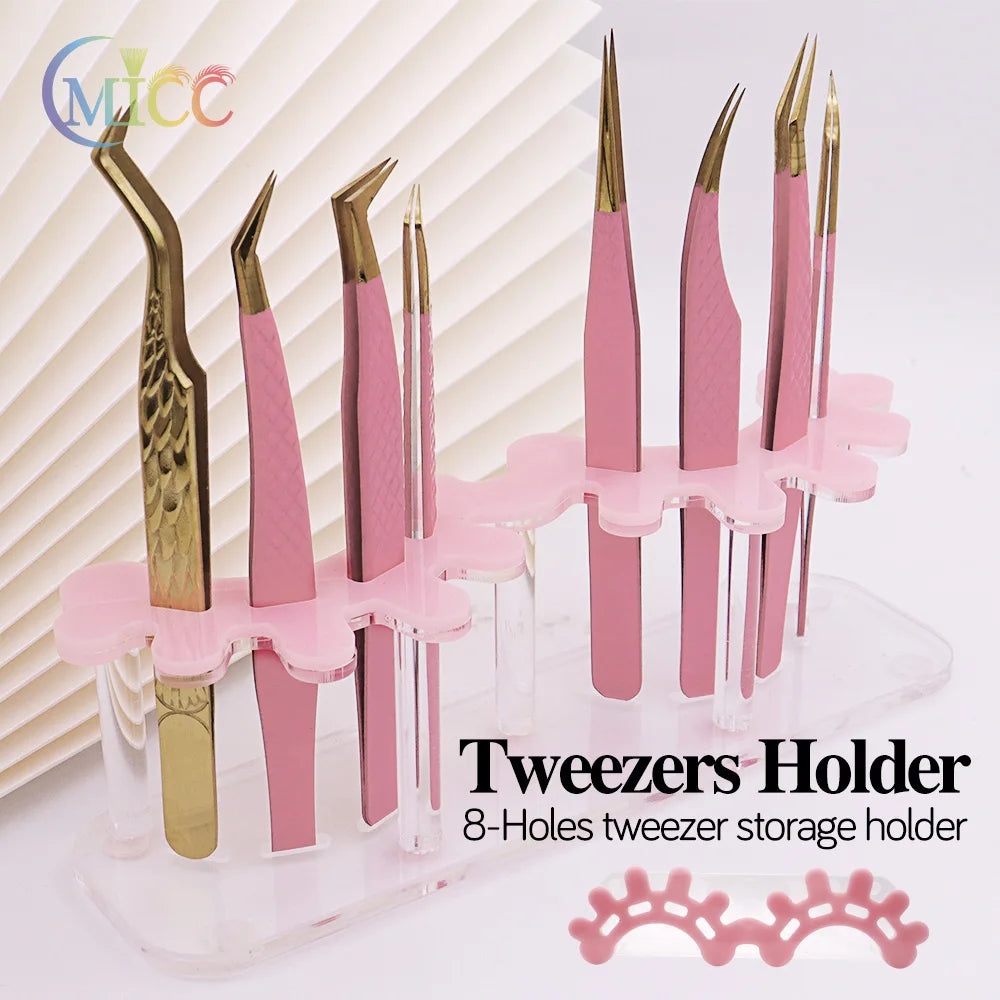 Acrylic Eyelash Tweezers Storage Rack Tweezer Organizer Holder Stand Eyelash Extension Tools Makeup Beauty Shelf 8 Holes