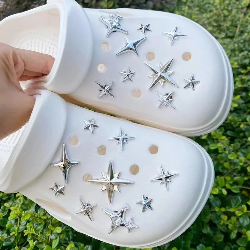 18pcs/Set Detachable Punk Style Metal Rivets Decorative Buckles For Garden Shoes & Hole Shoes New