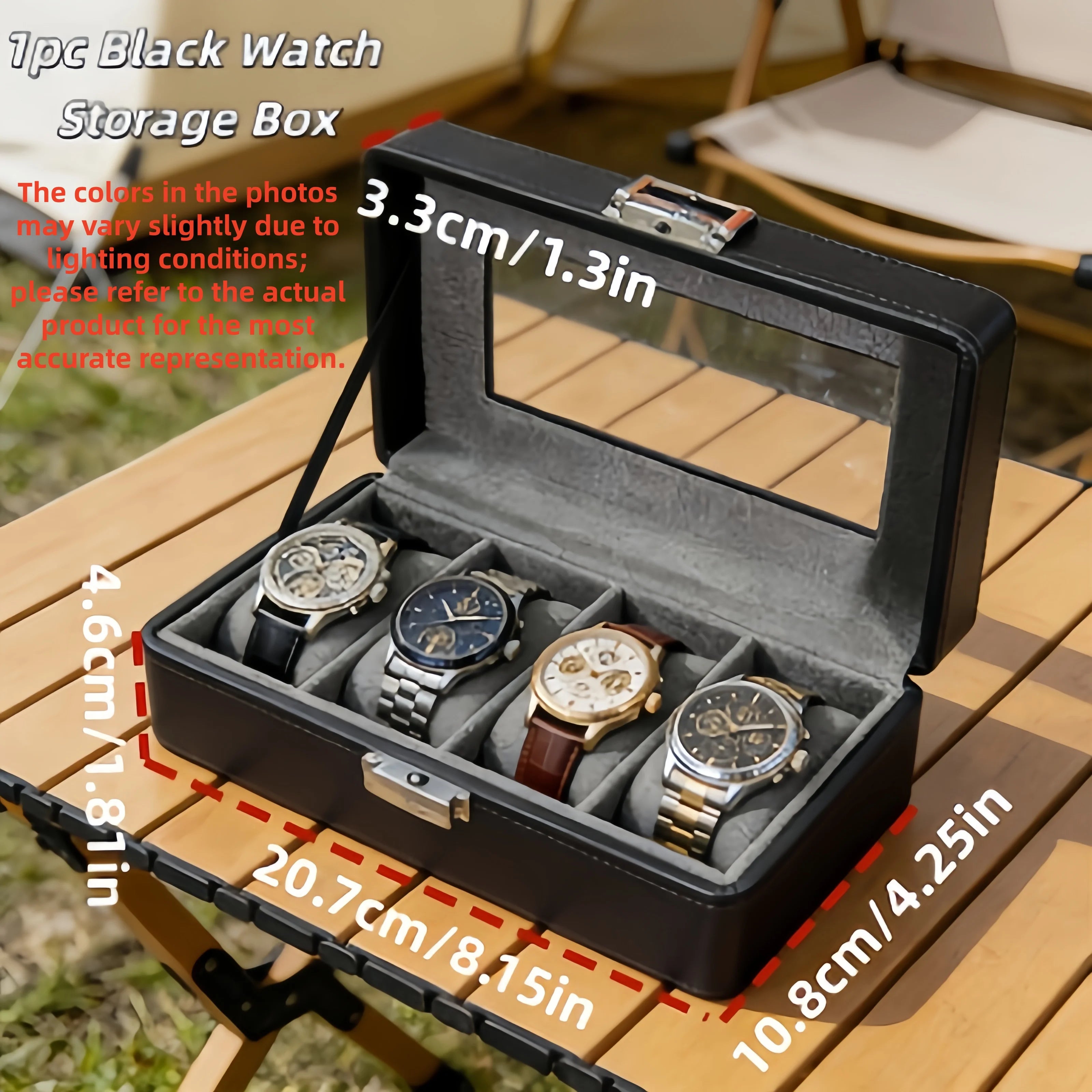 1 pc 4-grid watch box, dustproof with transparent window, watch display and storage box for men and women