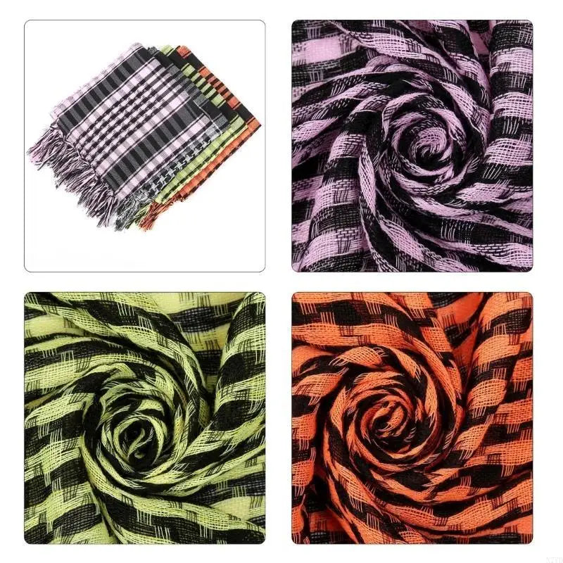 N7YD Desert Shemagh Scarf Soft Fringed Arab Headscarf Unisex Keffiyeh Bandana Unisex Headwrap Arabian Scarf Head Covering