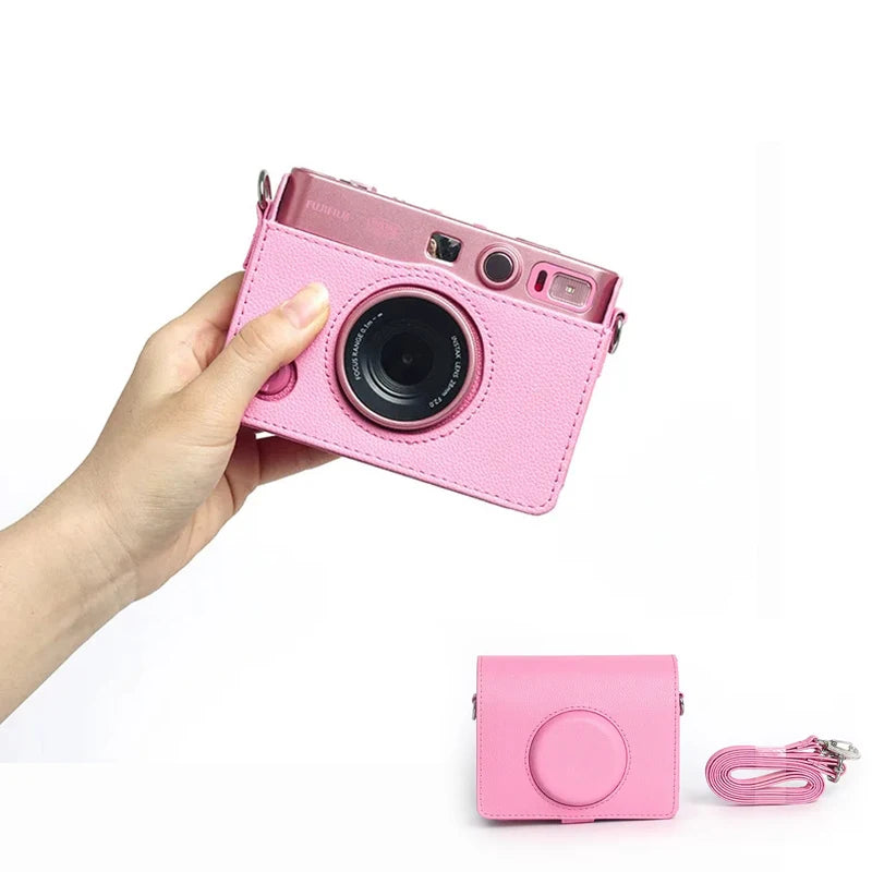 PU Leather Camera Bag  For Fujifilm Instax Mini EVO Instant Film Camera Soft Silicone Cover Bag with Shoulder Strap