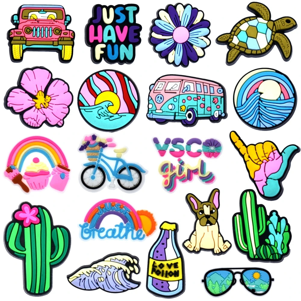 1PCS New Spring Outing Shoe Charms Flower Car Fashion Garden Shoe Accessories For Girls Party Gift PVC Button DIY Cactus Decor