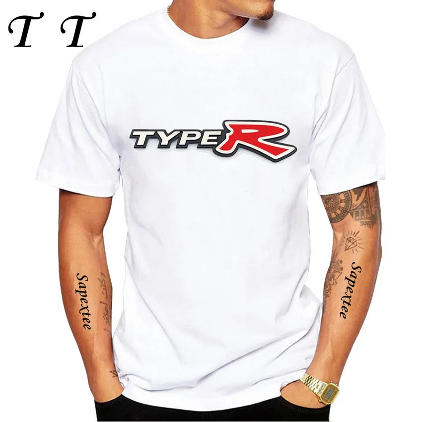 Retro Civic Type R FN2 Black T-Shirt New Summer Men Short Sleeve JDM Legends Print Tshirts Boy Casual Tops Car Sport White Tees