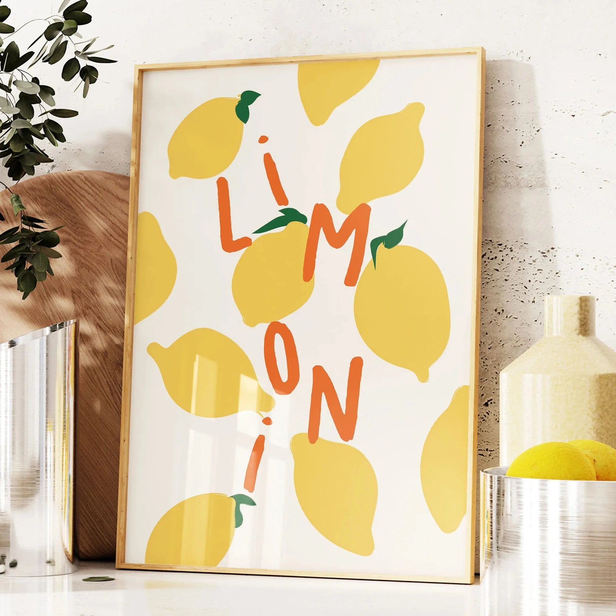 Retro Limon Cello Lemon Fruit Canvas Print Positano Lemon Strawberry Fruit Market Poster for Modern Bedroom Kitchen Home Decor