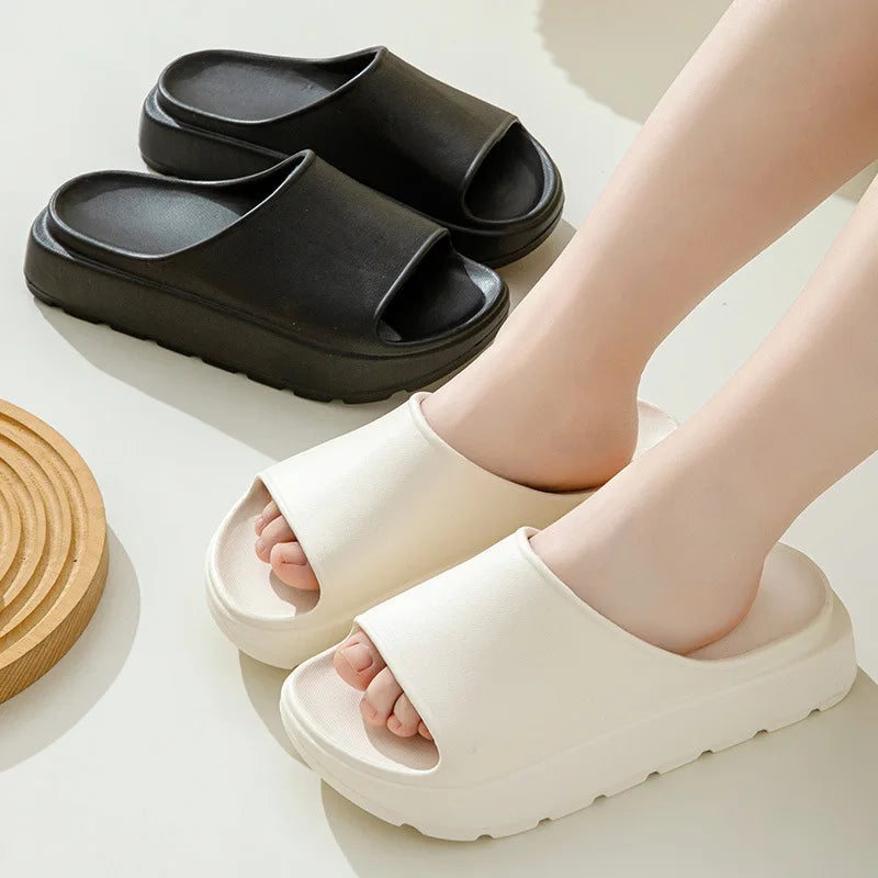 Comwarm Women Platform Slippers Soft EVA Thick Sole Sandals Fashion High Bottom Flat Heel Slippers Non-slip Casual House Slides