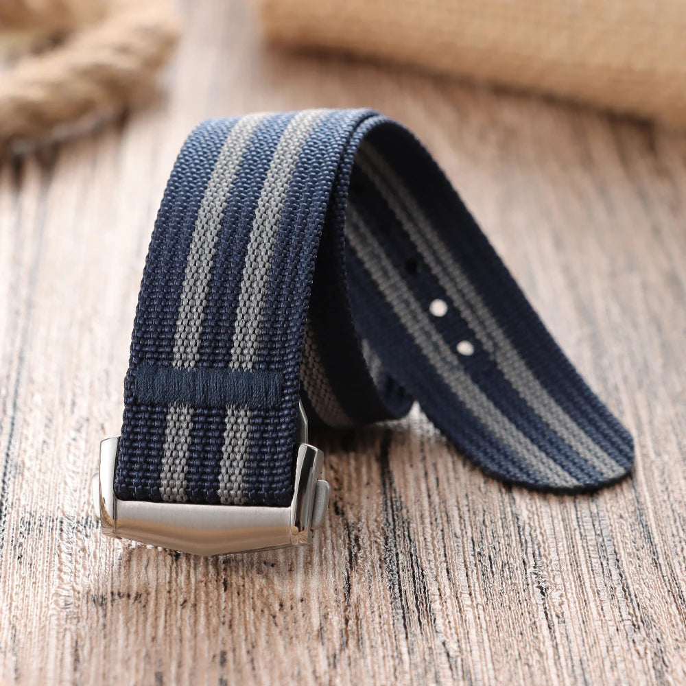 Deployant Clasp Nylon 20mm 22mm Watch Strap Premium Ribbed Watch Band for Omega Folding Buckle Watchband Sport Wristband for Men