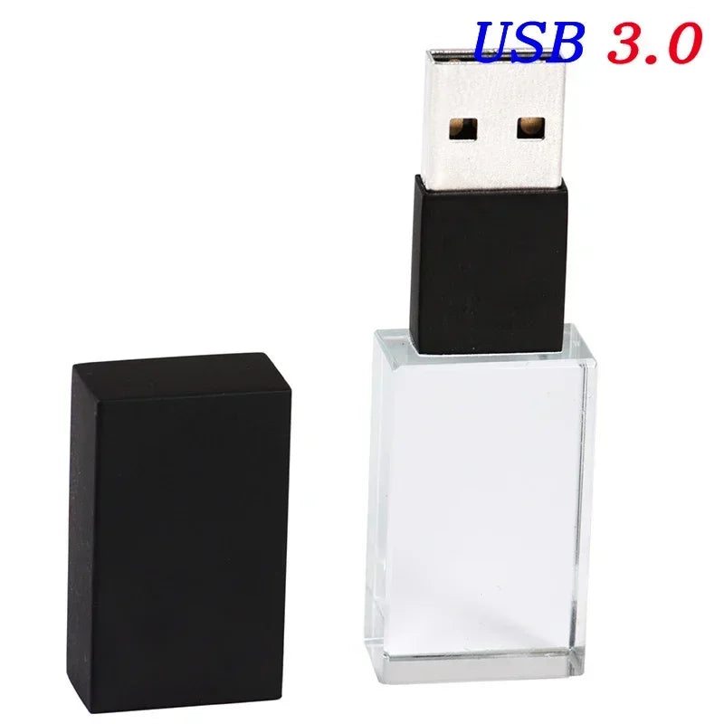 JASTER USB 3.0 Flash Drive Rose Gold Crystal Custom 3D Logo Pen Drive Wedding Cool Gift Pendrive Black Memory Stick 128GB 64GB