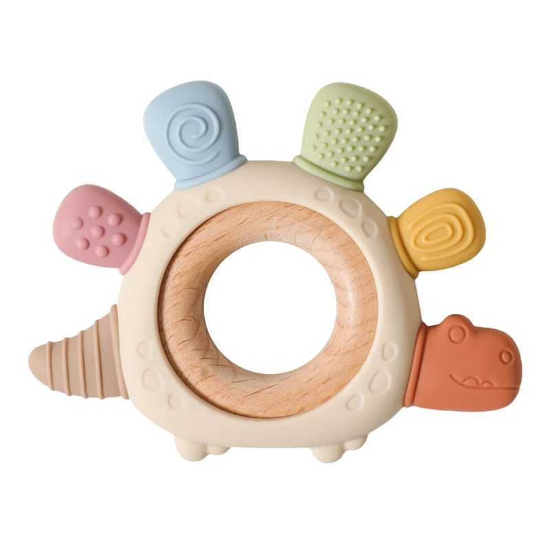 BPA-Free Baby Dinosaur Silicone Teether Sensory Toy Easy to Grip Infant Care Food Grade Baby Toy Newborn Gift Babies Accessory