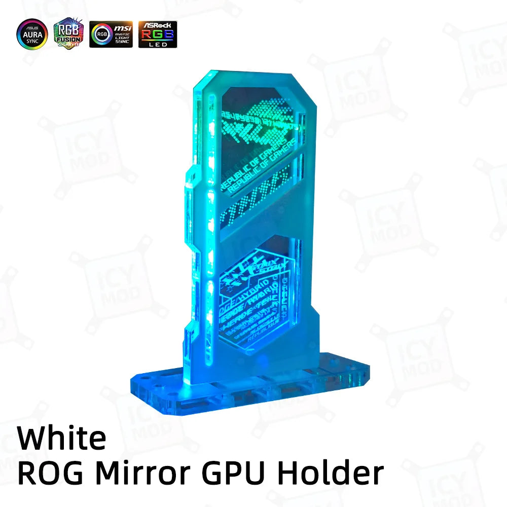 ROG VGA Bracket ARGB Mirror Vertical GPU Holder PC ROG Video Card Support Chassis Water Cooler 5V 3Pin AURA