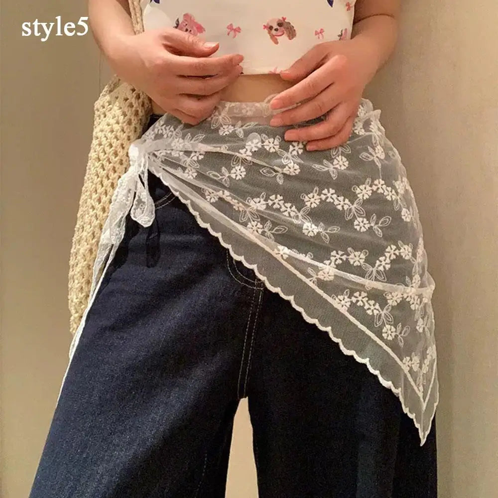INS Style Triangular Lace Handkerchief Personalized Trendy Layering Of Small Aprons Soft Versatile Korean Headscarf Hair Scarves